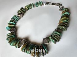 Turquoise and Sterling necklace Vintage Native American Inspired Navajo