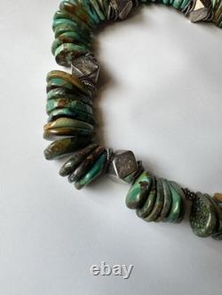 Turquoise and Sterling necklace Vintage Native American Inspired Navajo