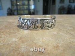 UNIQUE Vintage Navajo BECENTI Sterling Silver HORSE STORYTELLER Bracelet