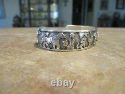 UNIQUE Vintage Navajo BECENTI Sterling Silver HORSE STORYTELLER Bracelet