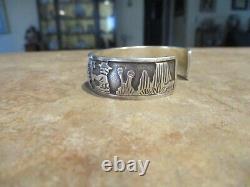 UNIQUE Vintage Navajo BECENTI Sterling Silver HORSE STORYTELLER Bracelet