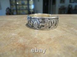 UNIQUE Vintage Navajo BECENTI Sterling Silver HORSE STORYTELLER Bracelet