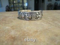 UNIQUE Vintage Navajo BECENTI Sterling Silver HORSE STORYTELLER Bracelet