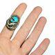 Un Signed Navajo Sterling Silver Blue Turquoise Southwest Snake Signet Ring sz 9