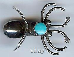 Unusual Dimensional Vintage Navajo Indian Sterling Silver Flying Bug Pin Brooch