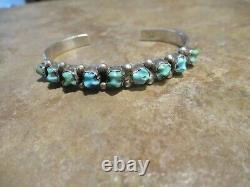 VERY FINE Vintage Zuni / Navajo Sterling Silver Turquoise Row Bracelet