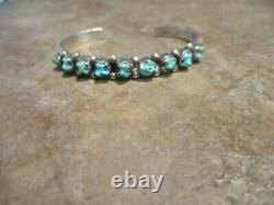 VERY FINE Vintage Zuni / Navajo Sterling Silver Turquoise Row Bracelet