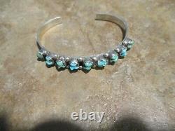 VERY FINE Vintage Zuni / Navajo Sterling Silver Turquoise Row Bracelet