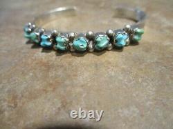 VERY FINE Vintage Zuni / Navajo Sterling Silver Turquoise Row Bracelet