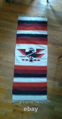 VINTAGE 1950's NAVAJO PHOENIX RUG NATIVE AMERICAN INDIAN WOOL BLANKET JEWELRY