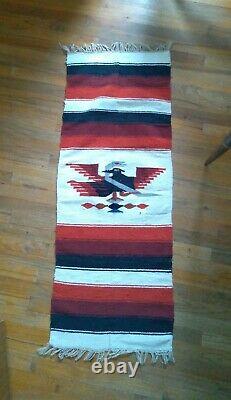 VINTAGE 1950's NAVAJO PHOENIX RUG NATIVE AMERICAN INDIAN WOOL BLANKET JEWELRY