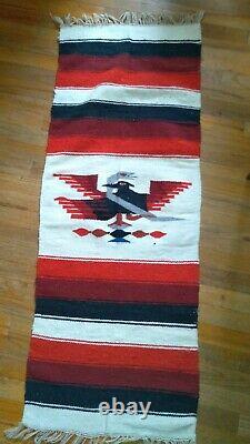 VINTAGE 1950's NAVAJO PHOENIX RUG NATIVE AMERICAN INDIAN WOOL BLANKET JEWELRY