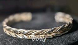 VINTAGE 50's HEAVY HORSE WHISPERER NAVAJO STERLING Silver TWIST CABLE BRACELET