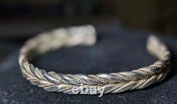 VINTAGE 50's HEAVY HORSE WHISPERER NAVAJO STERLING Silver TWIST CABLE BRACELET