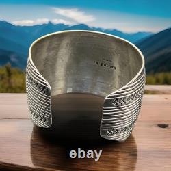 VINTAGE CARSON BLACKGOAT, NAVAJO STERLING SILVER CUFF BRACELET, C. 1970's, 71g