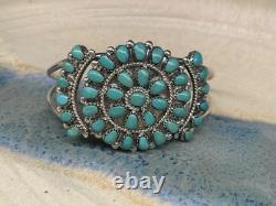 VINTAGE HOMER VACIT ZUNI CLUSTER STERLINGSILVER TURQUOISE CUFFBRACELET 7-7.5 28g
