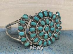VINTAGE HOMER VACIT ZUNI CLUSTER STERLINGSILVER TURQUOISE CUFFBRACELET 7-7.5 28g