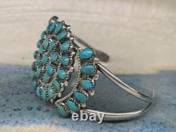 VINTAGE HOMER VACIT ZUNI CLUSTER STERLINGSILVER TURQUOISE CUFFBRACELET 7-7.5 28g