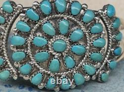 VINTAGE HOMER VACIT ZUNI CLUSTER STERLINGSILVER TURQUOISE CUFFBRACELET 7-7.5 28g