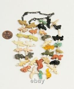 VINTAGE Jewelry NATIVE AMERICAN HAND CARVED MULTI ANIMAL FETISH NECKLACE