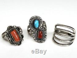 VINTAGE LOT OF 10 Native American STERLING RINGS Excellent sz. 7 46g