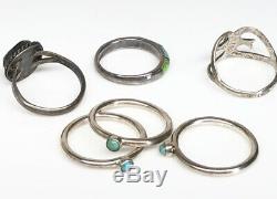 VINTAGE LOT OF 10 Native American STERLING RINGS Excellent sz. 7 46g