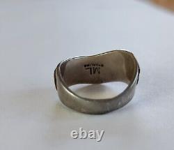 VINTAGE ML INLAY NATIVE AMERICAN STERLING SILVER 925 RING Opal Jet Stone SZ 6.5