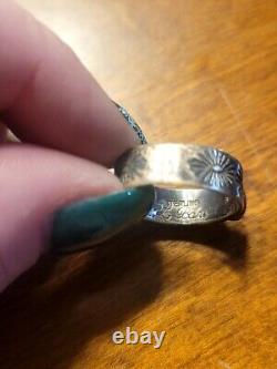 VINTAGE NATIVE AMERICAN STERLING SILVER CORAL RING DOMED Style