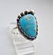 VINTAGE NAVAJO 925 STERLING SILVER 17x13 mm. TURQUOISE RING. SIZE 9.25