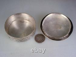 VINTAGE NAVAJO HAND STAMPED STERLING SILVER & TURQUOISE TRINKET BOX signed