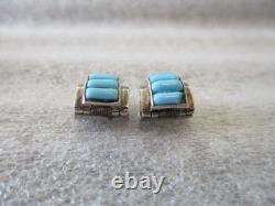 VINTAGE NAVAJO MARY DAYEA TURQUOISE STERLING SILVER RING + CUFF EARRINGS Sz 6.25