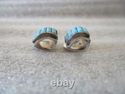 VINTAGE NAVAJO MARY DAYEA TURQUOISE STERLING SILVER RING + CUFF EARRINGS Sz 6.25