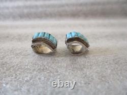VINTAGE NAVAJO MARY DAYEA TURQUOISE STERLING SILVER RING + CUFF EARRINGS Sz 6.25