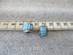 VINTAGE NAVAJO MARY DAYEA TURQUOISE STERLING SILVER RING + CUFF EARRINGS Sz 6.25