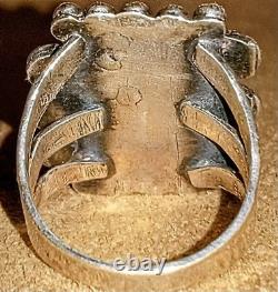 VINTAGE NAVAJO NATIVE AMERICAN STERLING SILVER & KINGMAN TURQUOISE RING sz 8.5