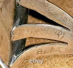 VINTAGE NAVAJO NATIVE AMERICAN STERLING SILVER & KINGMAN TURQUOISE RING sz 8.5