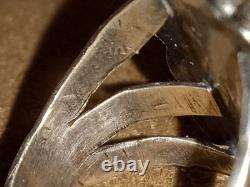 VINTAGE NAVAJO NATIVE AMERICAN STERLING SILVER & KINGMAN TURQUOISE RING sz 8.5