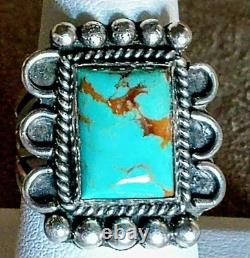 VINTAGE NAVAJO NATIVE AMERICAN STERLING SILVER & KINGMAN TURQUOISE RING sz 8.5 VINTAGE NAVAJO NATIVE AMERICAN STERLING SILVER & KINGMAN TURQUOISE RING sz 8.5