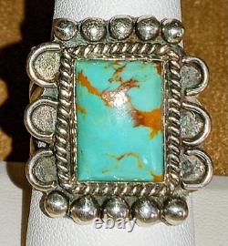 VINTAGE NAVAJO NATIVE AMERICAN STERLING SILVER & KINGMAN TURQUOISE RING sz 8.5 VINTAGE NAVAJO NATIVE AMERICAN STERLING SILVER & KINGMAN TURQUOISE RING sz 8.5