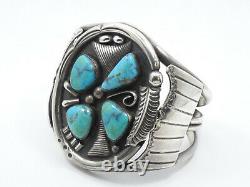 VINTAGE NAVAJO PHILLIP TSO PHIL T. TURQUOISE STERLING SILVER CUFF BRACELET 108g