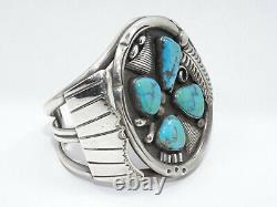 VINTAGE NAVAJO PHILLIP TSO PHIL T. TURQUOISE STERLING SILVER CUFF BRACELET 108g