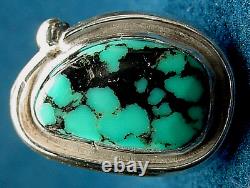 VINTAGE NAVAJO STERLING SILVER & FINE NATURAL NEVADA WEB TURQUOISE RING sz6.75