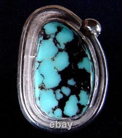 VINTAGE NAVAJO STERLING SILVER & FINE NATURAL NEVADA WEB TURQUOISE RING sz6.75