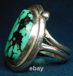 VINTAGE NAVAJO STERLING SILVER & FINE NATURAL NEVADA WEB TURQUOISE RING sz6.75