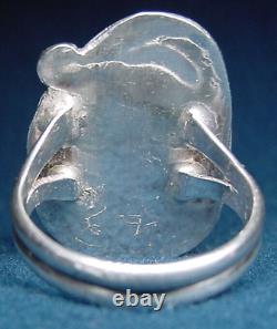 VINTAGE NAVAJO STERLING SILVER & FINE NATURAL NEVADA WEB TURQUOISE RING sz6.75