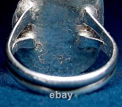 VINTAGE NAVAJO STERLING SILVER & FINE NATURAL NEVADA WEB TURQUOISE RING sz6.75