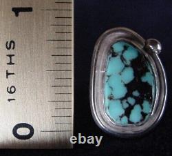 VINTAGE NAVAJO STERLING SILVER & FINE NATURAL NEVADA WEB TURQUOISE RING sz6.75