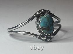 VINTAGE NAVAJO STERLING TURQUOISE CUFF BRACELET & Ring OLD PAWN Set SIGNED MC