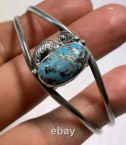 VINTAGE NAVAJO TURQUOISE CORAL CUFF BRACELET Signed BM. 4 Grams