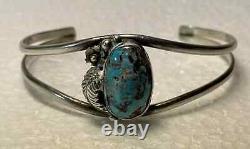 VINTAGE NAVAJO TURQUOISE CORAL CUFF BRACELET Signed BM. 4 Grams